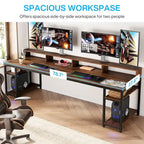 Bureau double de 199,9 cm de long, bureau d'ordinateur double pour le bureau à domicile