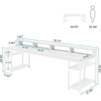 Bureau double de 199,9 cm de long, bureau d'ordinateur double pour le bureau à domicile