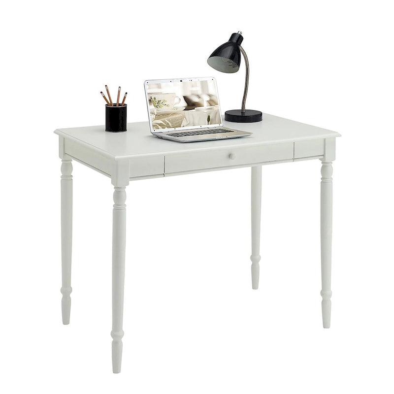 Bureau à 1 tiroir, style campagne française, bureau compact pour la maison, finition blanche