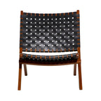 Fauteuil d'appoint pliant, assise en cuir tressé, structure en bois massif marron, noir ou marron, utilisation intérieure