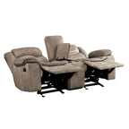 Causeuse inclinable double manuelle de 79 po avec console, en microfibre marron, pour salon