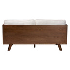 Canapé trois places Mid-Century Modern en tissu bouclé, pieds en bois massif, pour salon