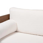 Canapé trois places Mid-Century Modern en tissu bouclé, pieds en bois massif, pour salon