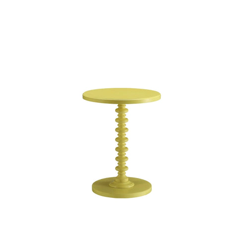 Guéridon rond de 22 po en bois sur pied, finition jaune, table d'appoint, salon et chambre à coucher