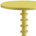 Guéridon rond de 22 po en bois sur pied, finition jaune, table d'appoint, salon et chambre à coucher
