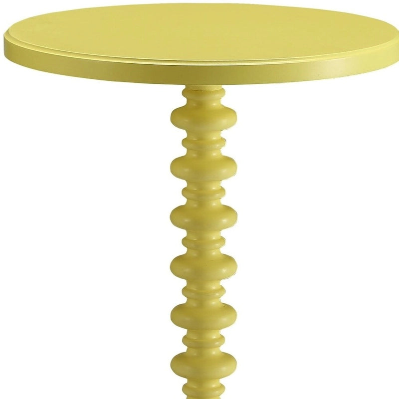 Guéridon rond de 22 po en bois sur pied, finition jaune, table d'appoint, salon et chambre à coucher