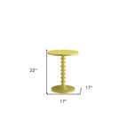 Guéridon rond de 22 po en bois sur pied, finition jaune, table d'appoint, salon et chambre à coucher
