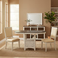 Glee 42-60 Inch Extendable Counter Height Table, Antique White and Brown