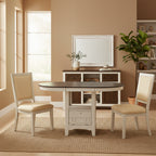 Glee 42-60 Inch Extendable Counter Height Table, Antique White and Brown