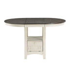 Table à hauteur de comptoir extensible 42-60", blanc antique et marron, salle à manger et cuisine