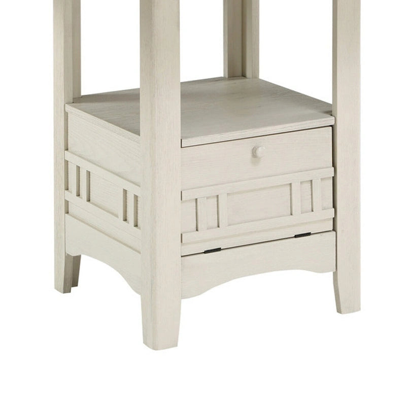 Table à hauteur de comptoir extensible 42-60", blanc antique et marron, salle à manger et cuisine