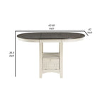 Table à hauteur de comptoir extensible 42-60", blanc antique et marron, salle à manger et cuisine