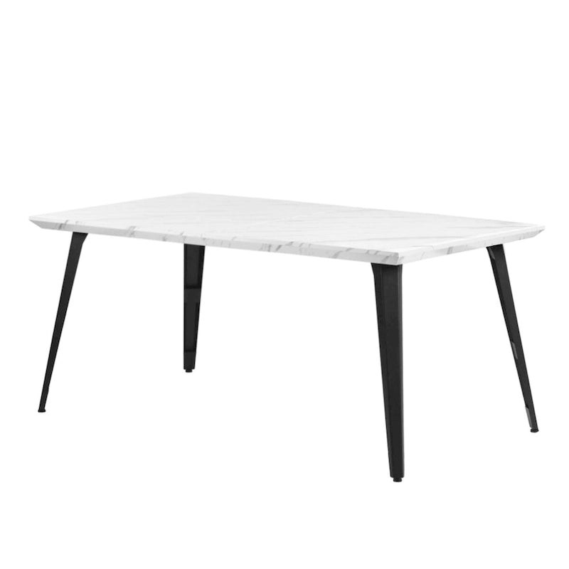 Table à manger rectangulaire de 160 cm, Plateau en bois, Pieds en métal noir, 4 à 6 places, Style industriel moderne
