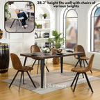 Table à manger rectangulaire de 160 cm, Plateau en bois, Pieds en métal noir, 4 à 6 places, Style industriel moderne