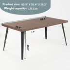 Table à manger rectangulaire de 160 cm, Plateau en bois, Pieds en métal noir, 4 à 6 places, Style industriel moderne