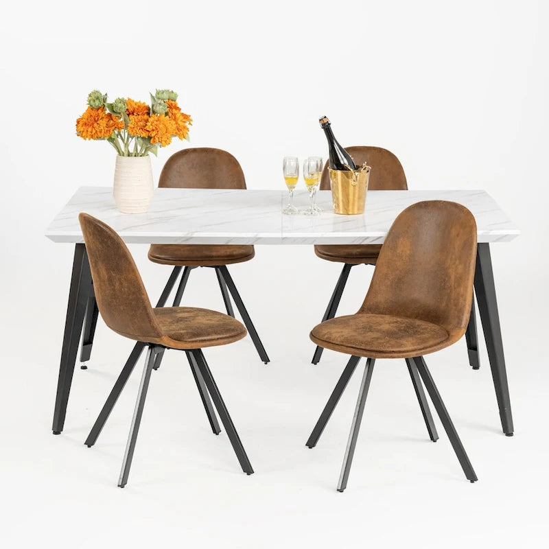 Table à manger rectangulaire de 160 cm, Plateau en bois, Pieds en métal noir, 4 à 6 places, Style industriel moderne