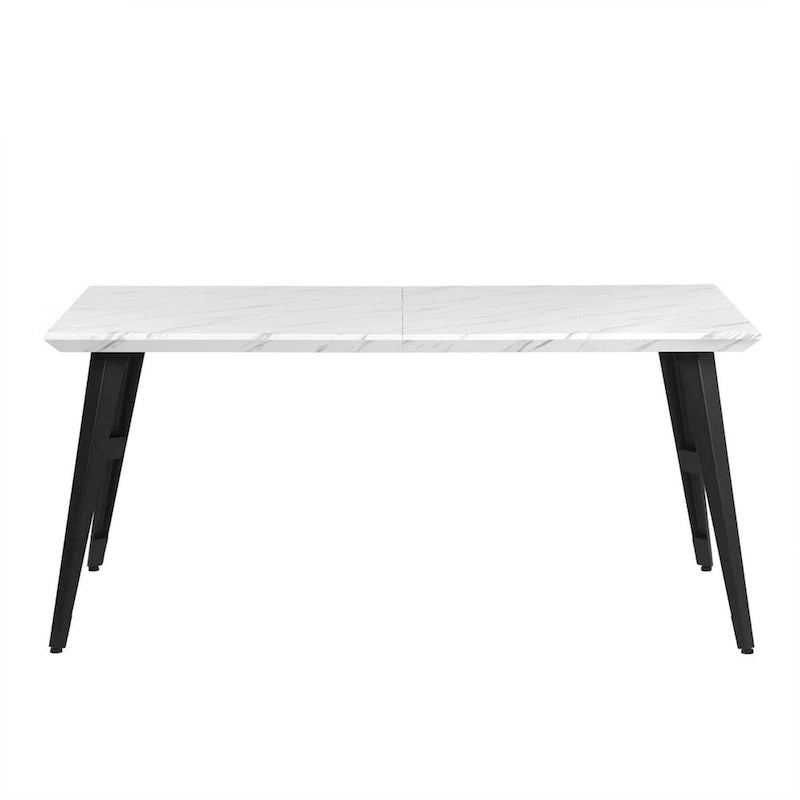 Table à manger rectangulaire de 160 cm, Plateau en bois, Pieds en métal noir, 4 à 6 places, Style industriel moderne