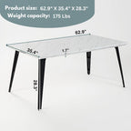 Table à manger rectangulaire de 160 cm, Plateau en bois, Pieds en métal noir, 4 à 6 places, Style industriel moderne