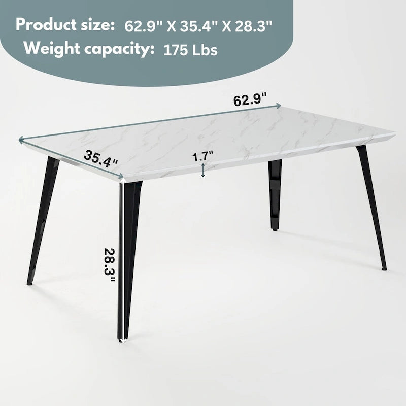 Table à manger rectangulaire de 160 cm, Plateau en bois, Pieds en métal noir, 4 à 6 places, Style industriel moderne