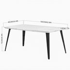 Table à manger rectangulaire de 160 cm, Plateau en bois, Pieds en métal noir, 4 à 6 places, Style industriel moderne