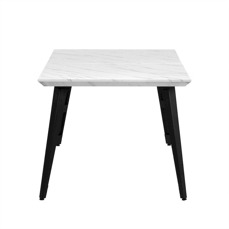 Table à manger rectangulaire de 160 cm, Plateau en bois, Pieds en métal noir, 4 à 6 places, Style industriel moderne