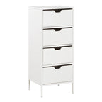 Meuble de rangement d'appoint à 4 tiroirs, cadre en acier, finition en stratifié imitation grain de bois, 16"L x 38,5"H, entièrement assemblé