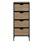 Meuble de rangement d'appoint à 4 tiroirs, cadre en acier, finition en stratifié imitation grain de bois, 16"L x 38,5"H, entièrement assemblé