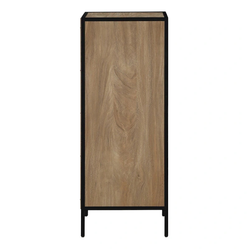 Meuble de rangement d'appoint à 4 tiroirs, cadre en acier, finition en stratifié imitation grain de bois, 16"L x 38,5"H, entièrement assemblé