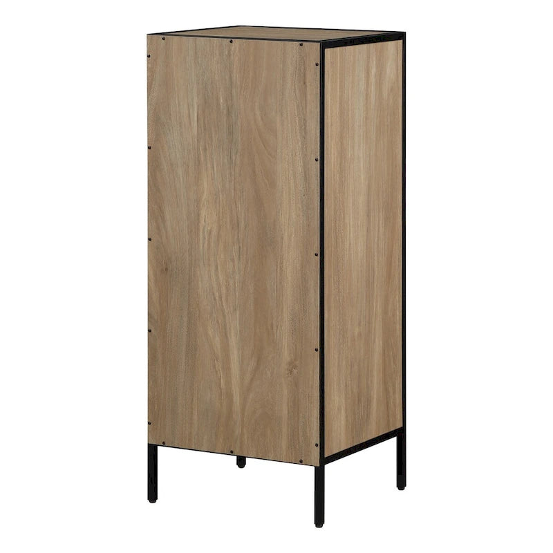 Meuble de rangement d'appoint à 4 tiroirs, cadre en acier, finition en stratifié imitation grain de bois, 16"L x 38,5"H, entièrement assemblé