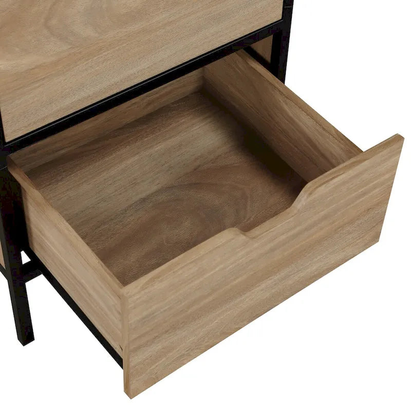 Meuble de rangement d'appoint à 4 tiroirs, cadre en acier, finition en stratifié imitation grain de bois, 16"L x 38,5"H, entièrement assemblé