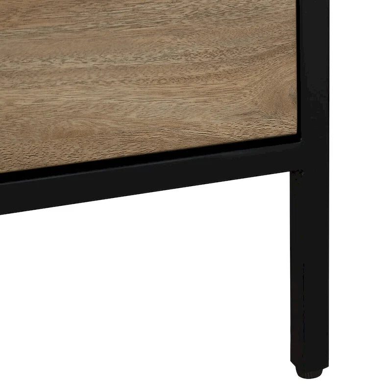 Meuble de rangement d'appoint à 4 tiroirs, cadre en acier, finition en stratifié imitation grain de bois, 16"L x 38,5"H, entièrement assemblé