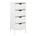 Meuble de rangement d'appoint à 4 tiroirs, cadre en acier, finition en stratifié imitation grain de bois, 16"L x 38,5"H, entièrement assemblé