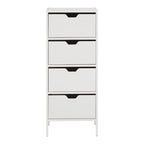 Meuble de rangement d'appoint à 4 tiroirs, cadre en acier, finition en stratifié imitation grain de bois, 16"L x 38,5"H, entièrement assemblé