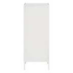 Meuble de rangement d'appoint à 4 tiroirs, cadre en acier, finition en stratifié imitation grain de bois, 16"L x 38,5"H, entièrement assemblé