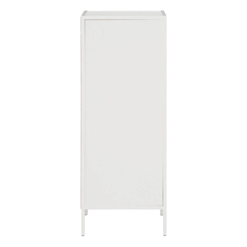 Meuble de rangement d'appoint à 4 tiroirs, cadre en acier, finition en stratifié imitation grain de bois, 16"L x 38,5"H, entièrement assemblé