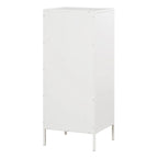 Meuble de rangement d'appoint à 4 tiroirs, cadre en acier, finition en stratifié imitation grain de bois, 16"L x 38,5"H, entièrement assemblé