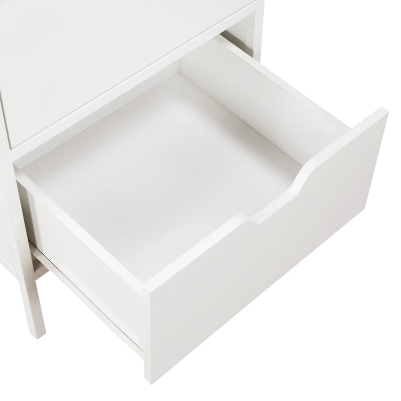 Meuble de rangement d'appoint à 4 tiroirs, cadre en acier, finition en stratifié imitation grain de bois, 16"L x 38,5"H, entièrement assemblé