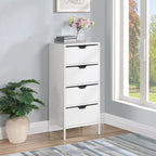 Meuble de rangement d'appoint à 4 tiroirs, cadre en acier, finition en stratifié imitation grain de bois, 16"L x 38,5"H, entièrement assemblé