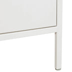 Meuble de rangement d'appoint à 4 tiroirs, cadre en acier, finition en stratifié imitation grain de bois, 16"L x 38,5"H, entièrement assemblé