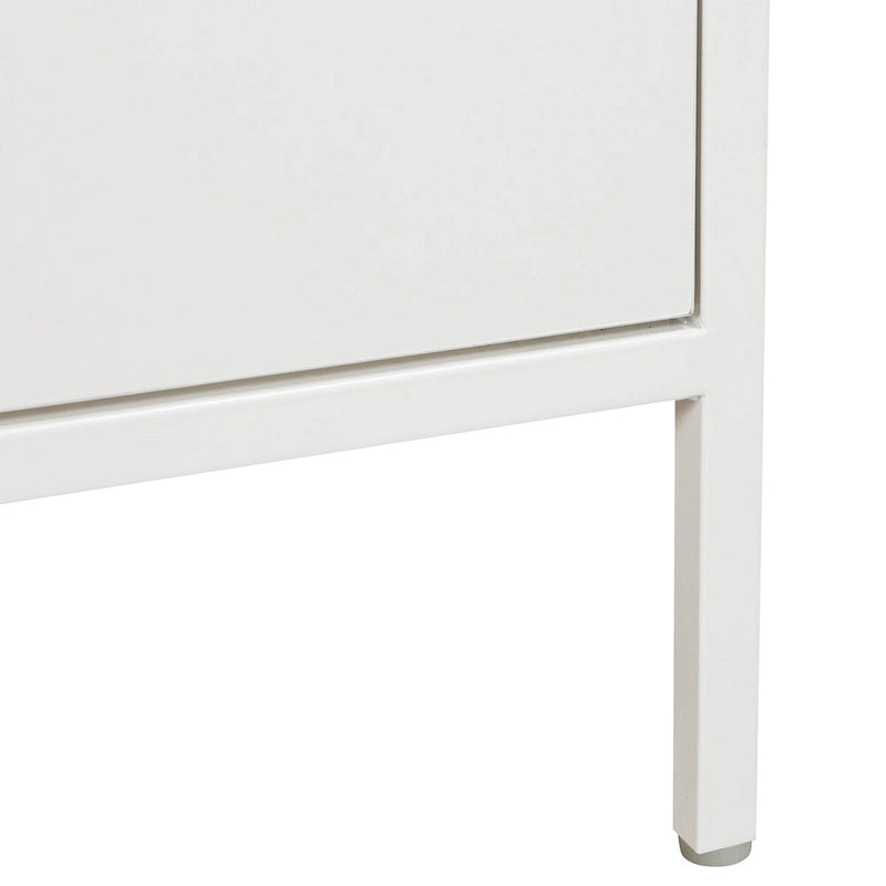 Meuble de rangement d'appoint à 4 tiroirs, cadre en acier, finition en stratifié imitation grain de bois, 16"L x 38,5"H, entièrement assemblé