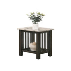 Faux Marble Top End Table Black in Antique Walnut