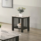 Table d'appoint à plateau en faux marbre noir noyer antique