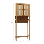 Meuble de rangement pour toilettes en bambou avec étagère et portes doubles