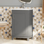 Meuble-lavabo moderne de 20 pouces pour petite salle de bain avec vasque en céramique