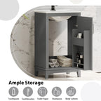 Meuble-lavabo moderne de 20 pouces pour petite salle de bain avec vasque en céramique