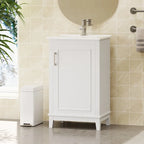 Meuble-lavabo moderne de 20 pouces pour petite salle de bain avec vasque en céramique