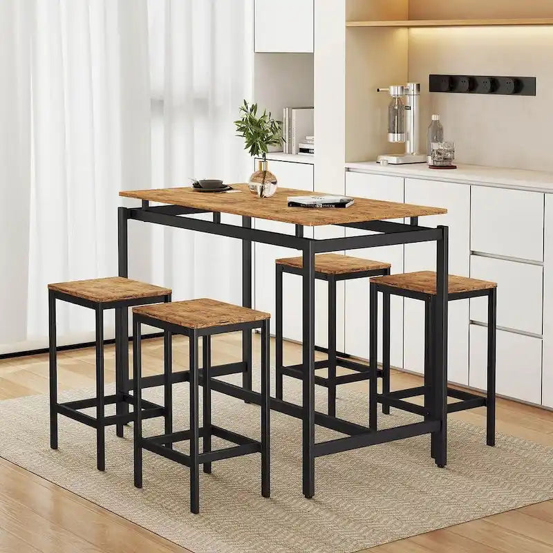 Ensemble table de bar et tabourets compacts 5 pièces moderne