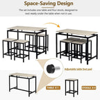 Ensemble table de bar et tabourets compacts 5 pièces moderne