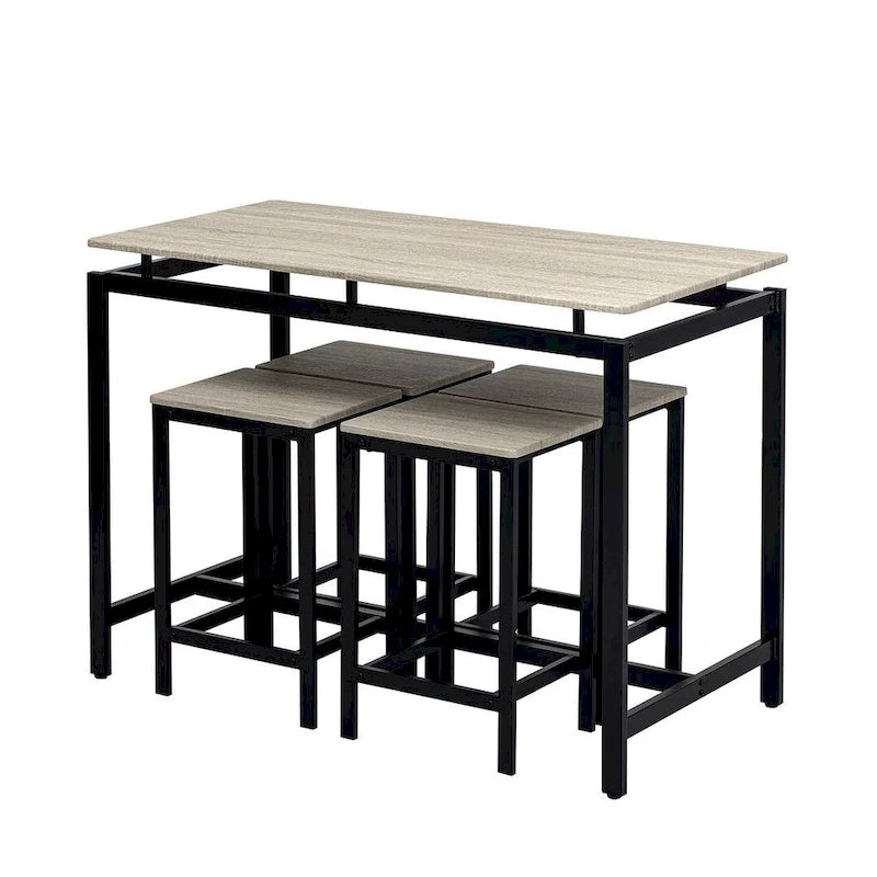 Ensemble table de bar et tabourets compacts 5 pièces moderne