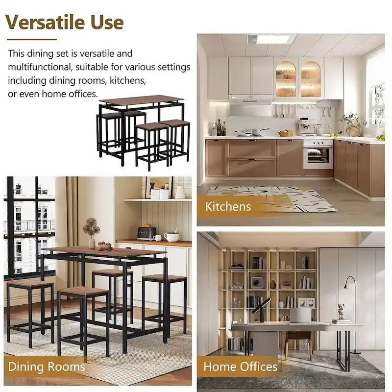 Ensemble table de bar et tabourets compacts 5 pièces moderne